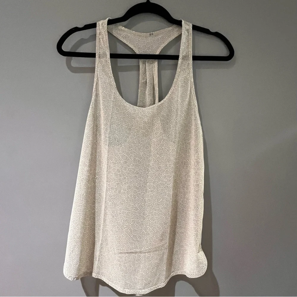 LULULEMON Sheer Gray and white muscle tee tank tap in size S